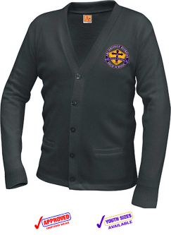 UNISEX Two-Pocket Jersey V-Neck Cardigan, Charcoal Heather